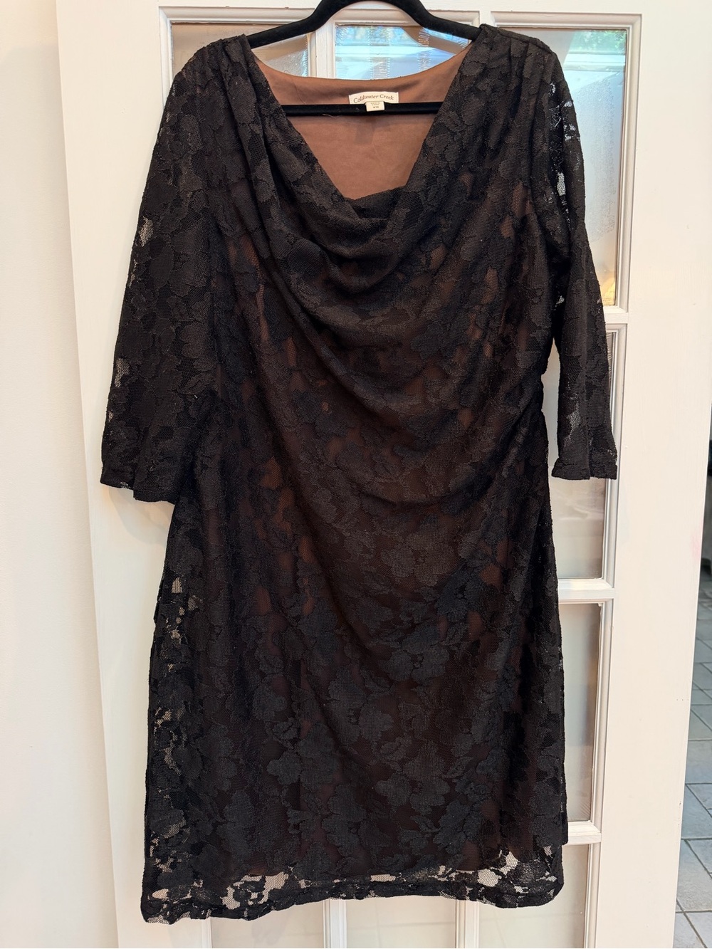 Coldwater Creek Feminine Chic Cowl Neck Black Lace Midi Dress Plus Size 18W